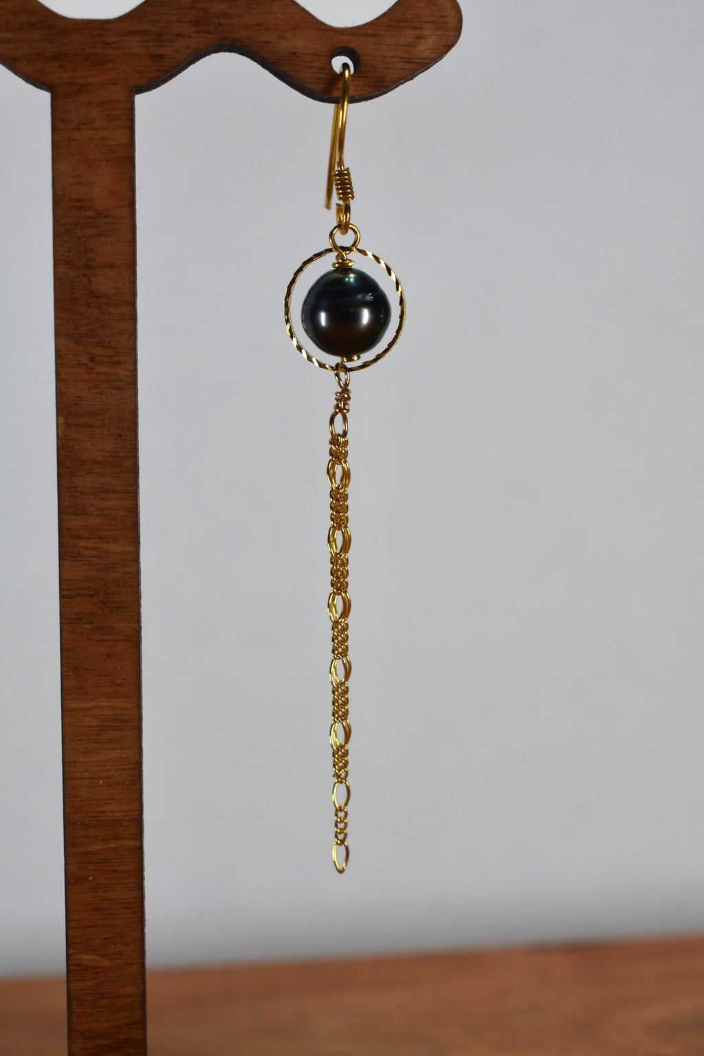 Tahitian Pearl Chain Earrings