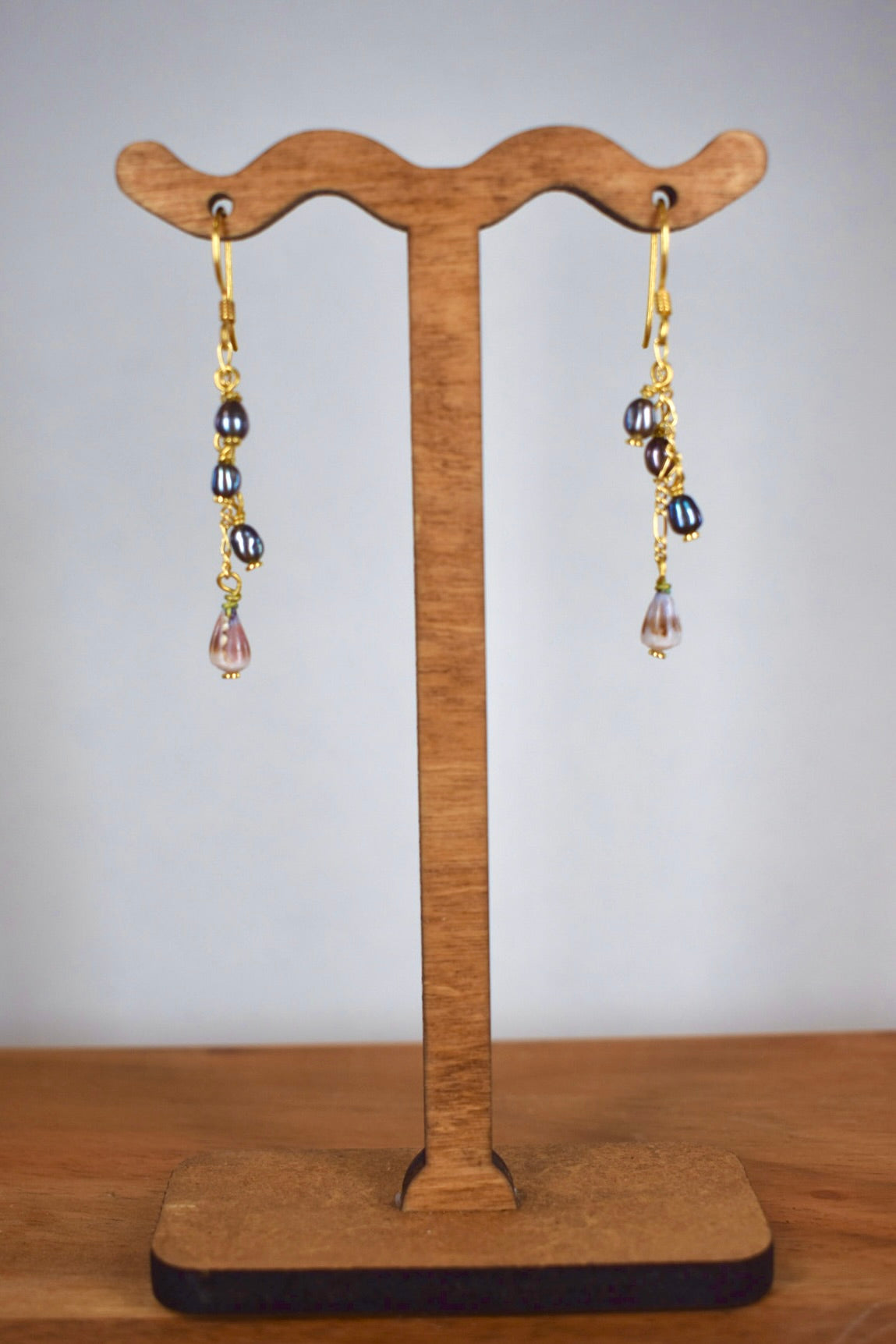 Mini Cone and Pearl Dangle Earrings