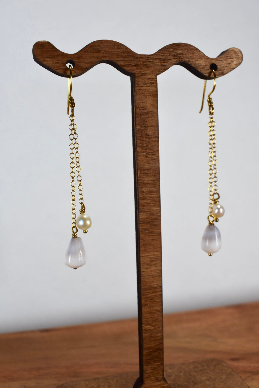 Mini Cone and Pearl Dangle Earrings