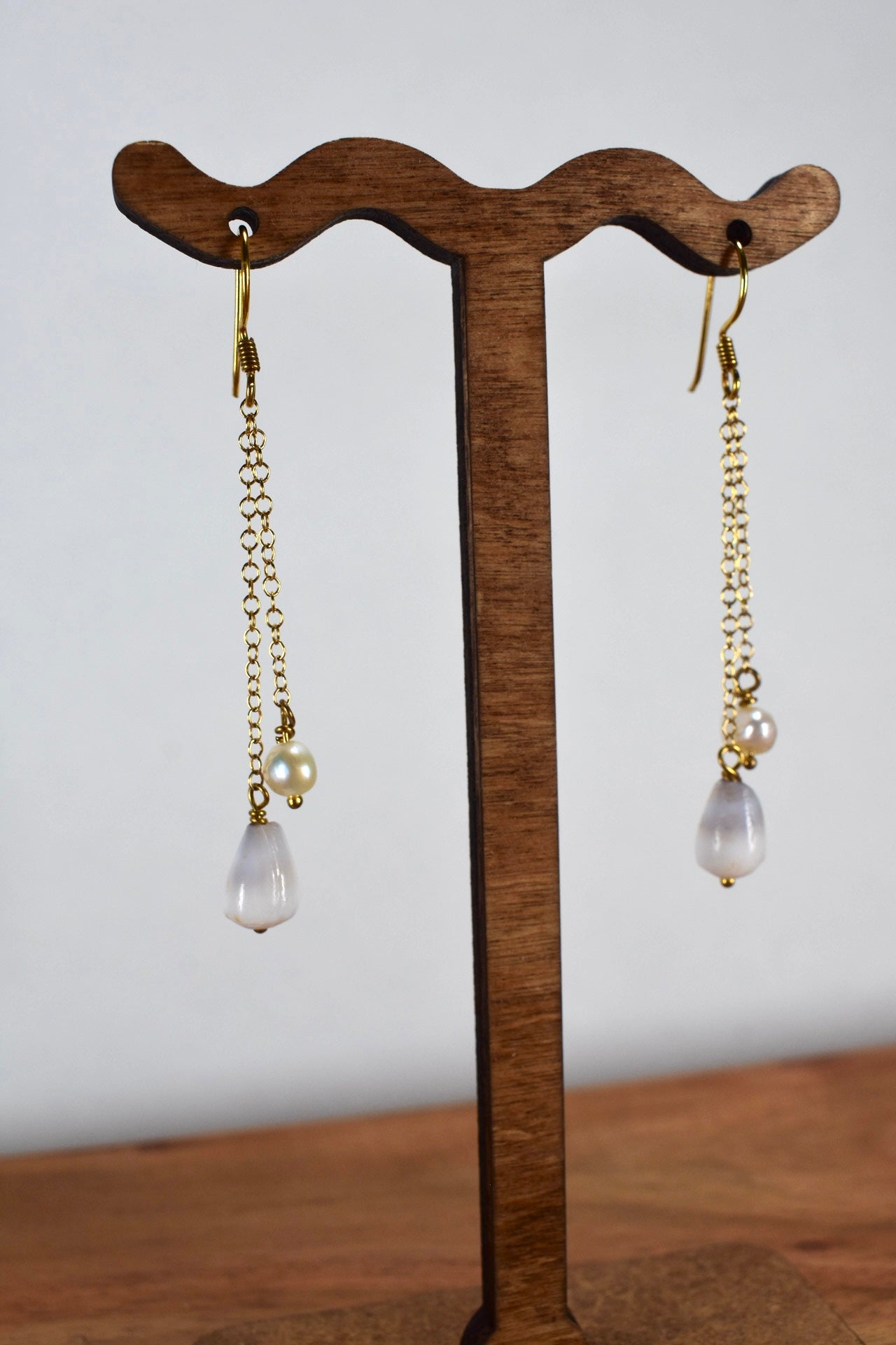 Mini Cone and Pearl Dangle Earrings