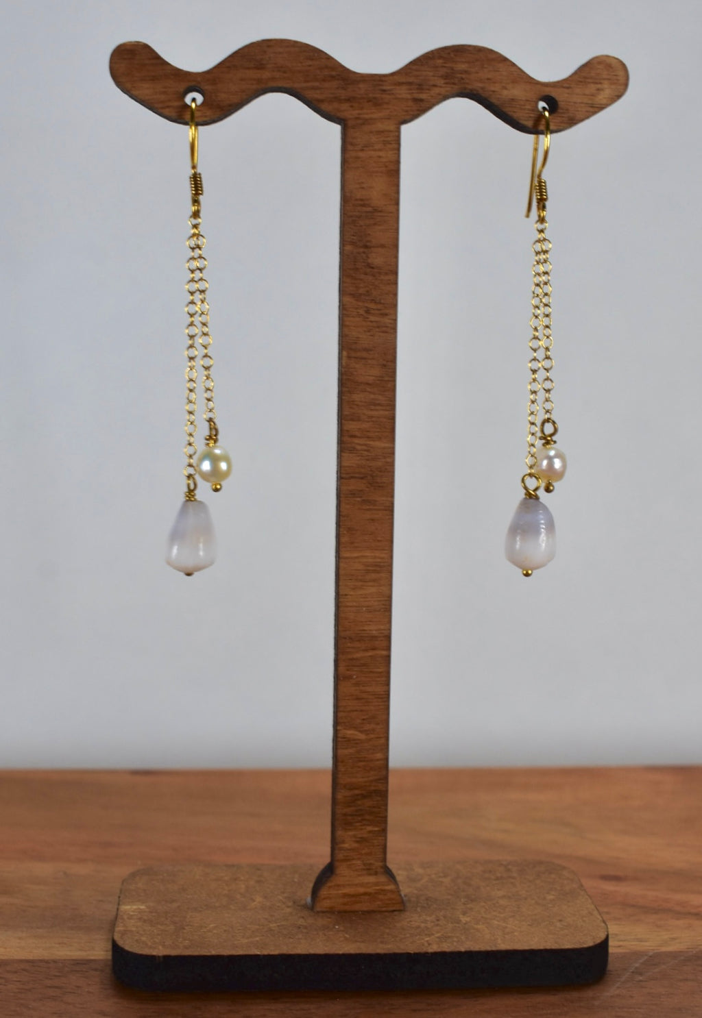 Mini Cone and Pearl Dangle Earrings
